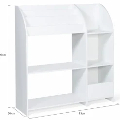 Meuble de rangement blanc pour jouets avec étagère bibliothèque