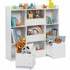 Meuble de rangement blanc pour enfant sur roulettes