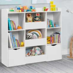 Meuble de rangement blanc pour enfant sur roulettes