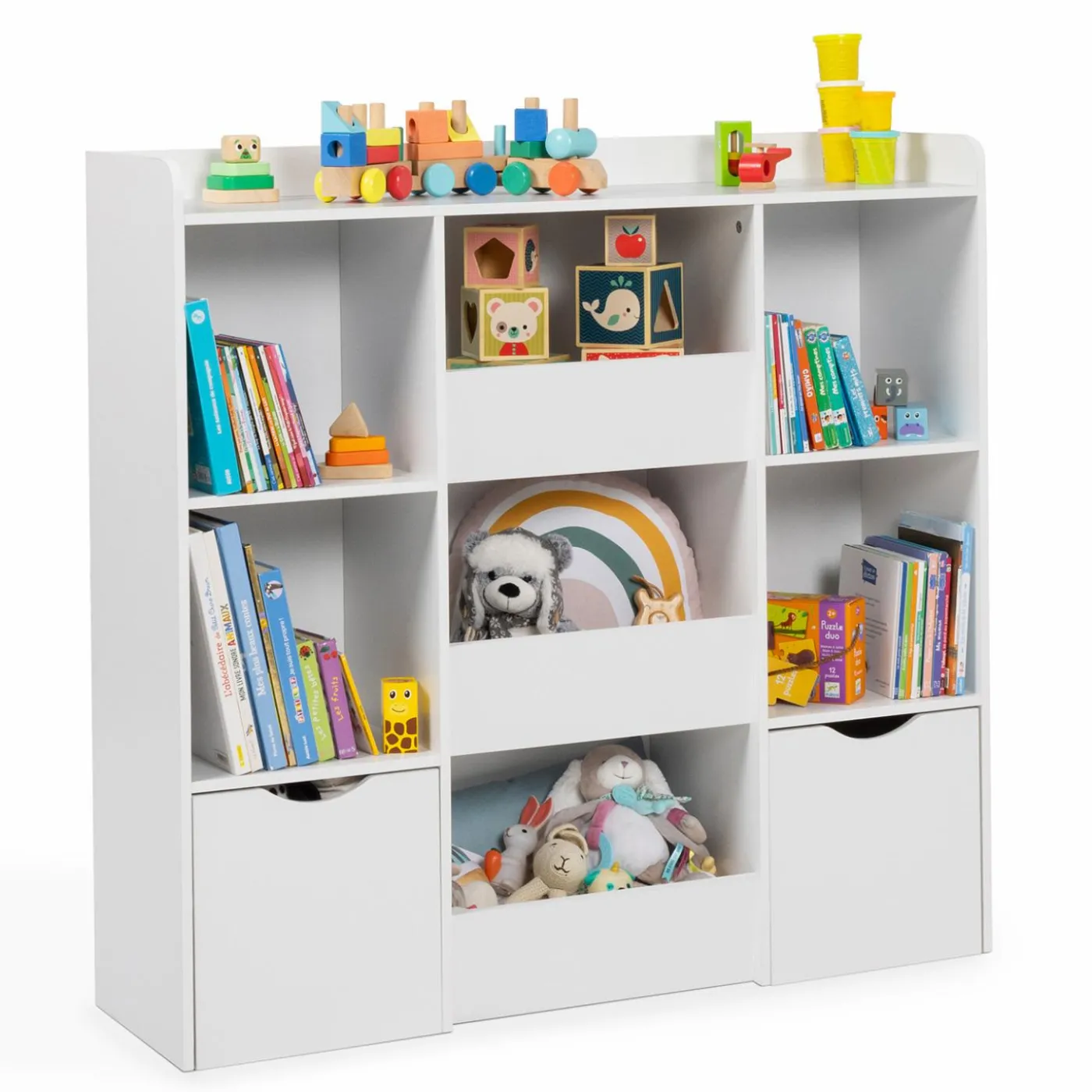Meuble de rangement blanc pour enfant sur roulettes