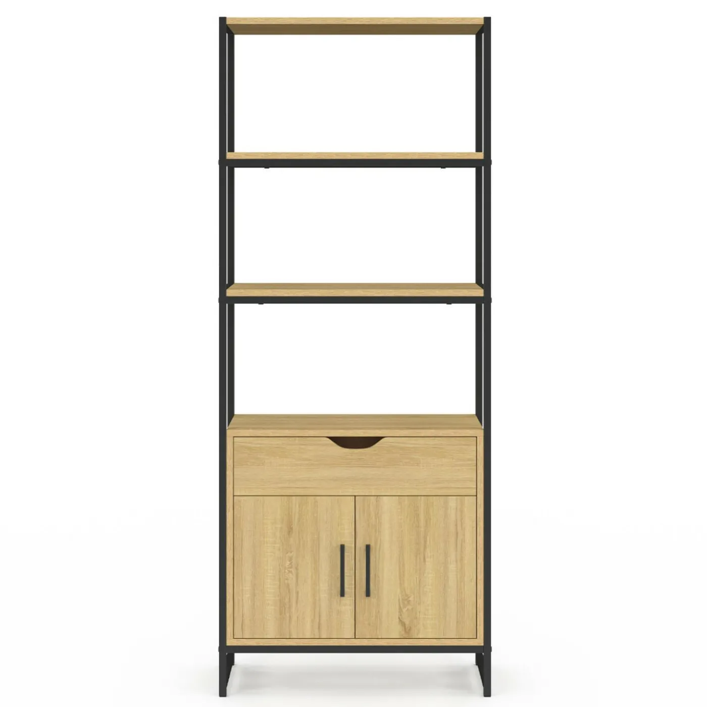 Meuble de rangement design industriel salle de bain avec 3 étages 1 placard 1 tiroir