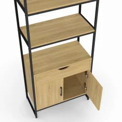 Meuble de rangement design industriel salle de bain avec 3 étages 1 placard 1 tiroir