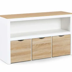 Meuble de rangement pour enfant 3 tiroirs blanc et hêtre