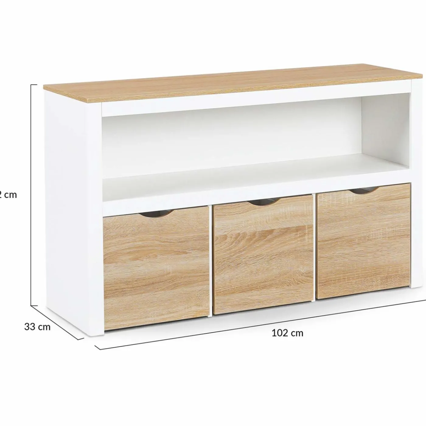 Meuble de rangement pour enfant 3 tiroirs blanc et hêtre
