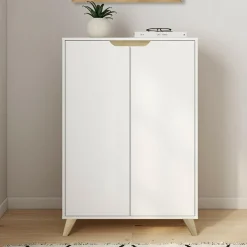 Meuble de rangement scandinave blanc avec 2 portes