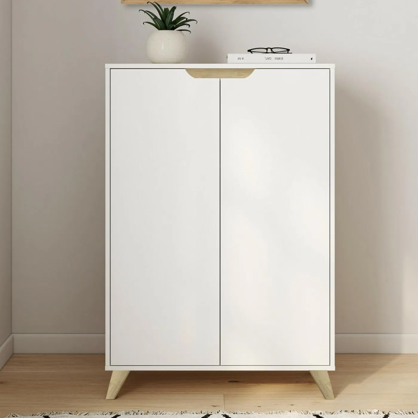 Meuble de rangement scandinave blanc avec 2 portes