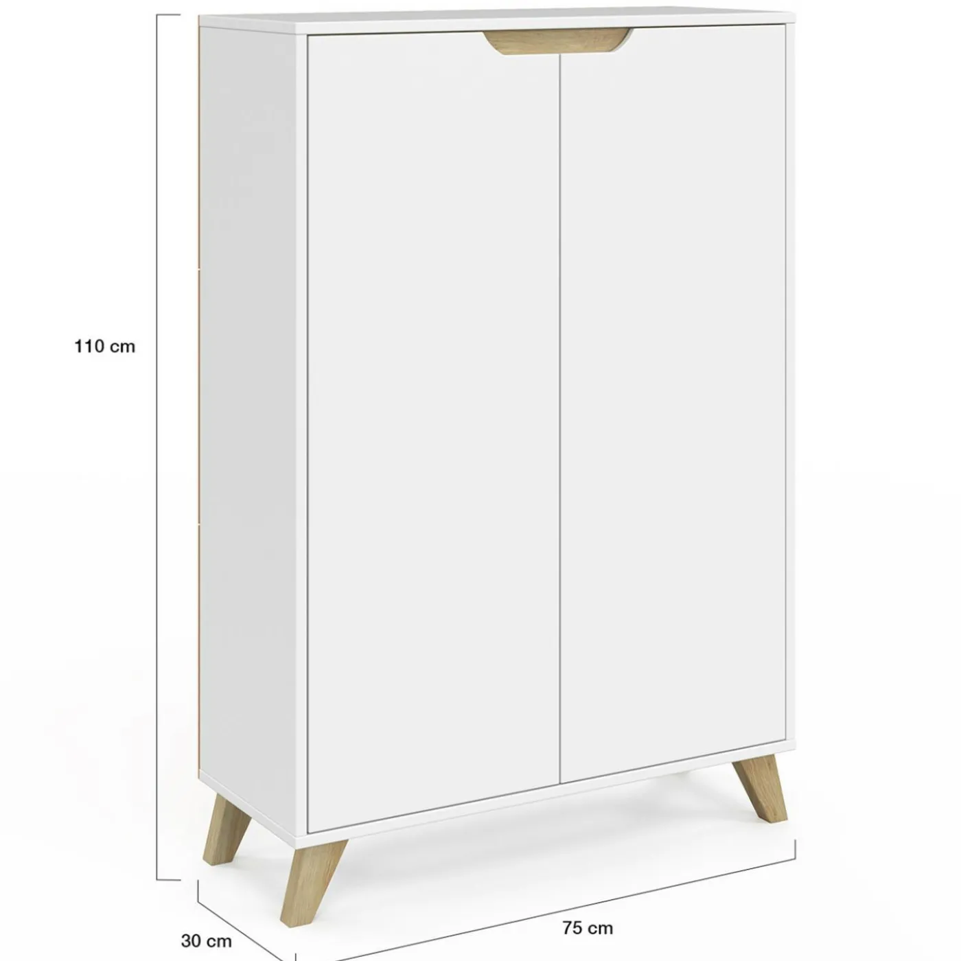 Meuble de rangement scandinave blanc avec 2 portes