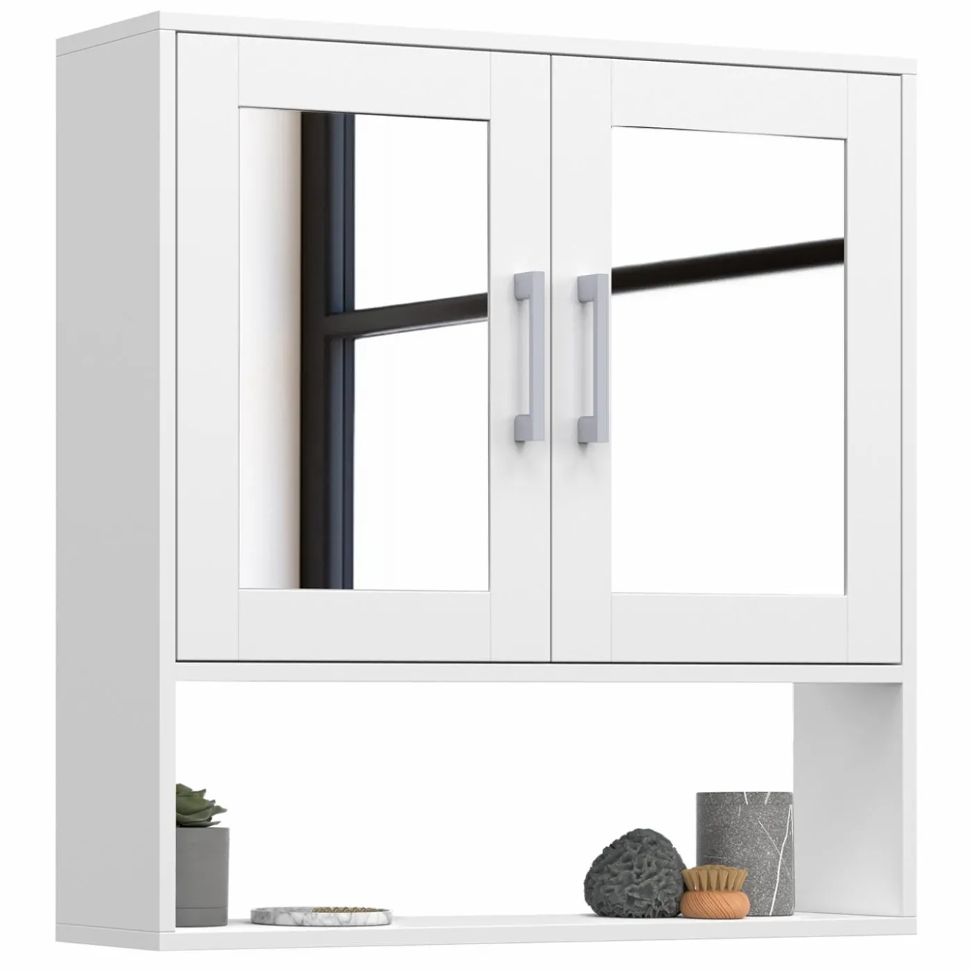 Meuble de rangement suspendu avec miroir