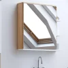 Meuble de rangement suspendu avec miroir et étagères pour salle de bain façon hêtre et blanc