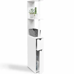 Meuble de toilette blanc avec étagères