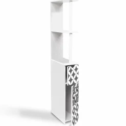 Meuble de toilette blanc et gris motif carreaux de ciment