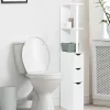 Meuble de toilettes étagère bois 3 portes blanc