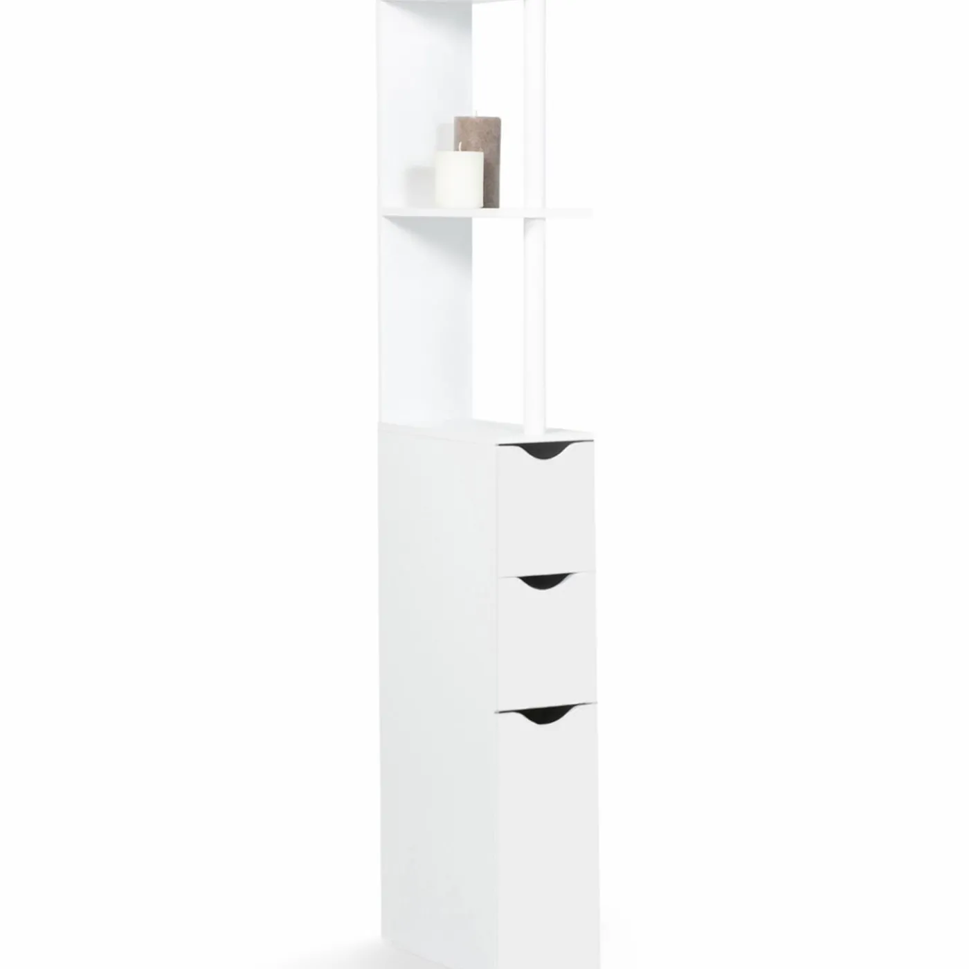 Meuble de toilettes étagère bois 3 portes blanc