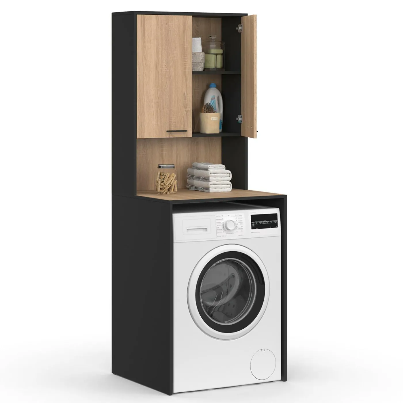 Meuble dessus de machine à laver avec placard