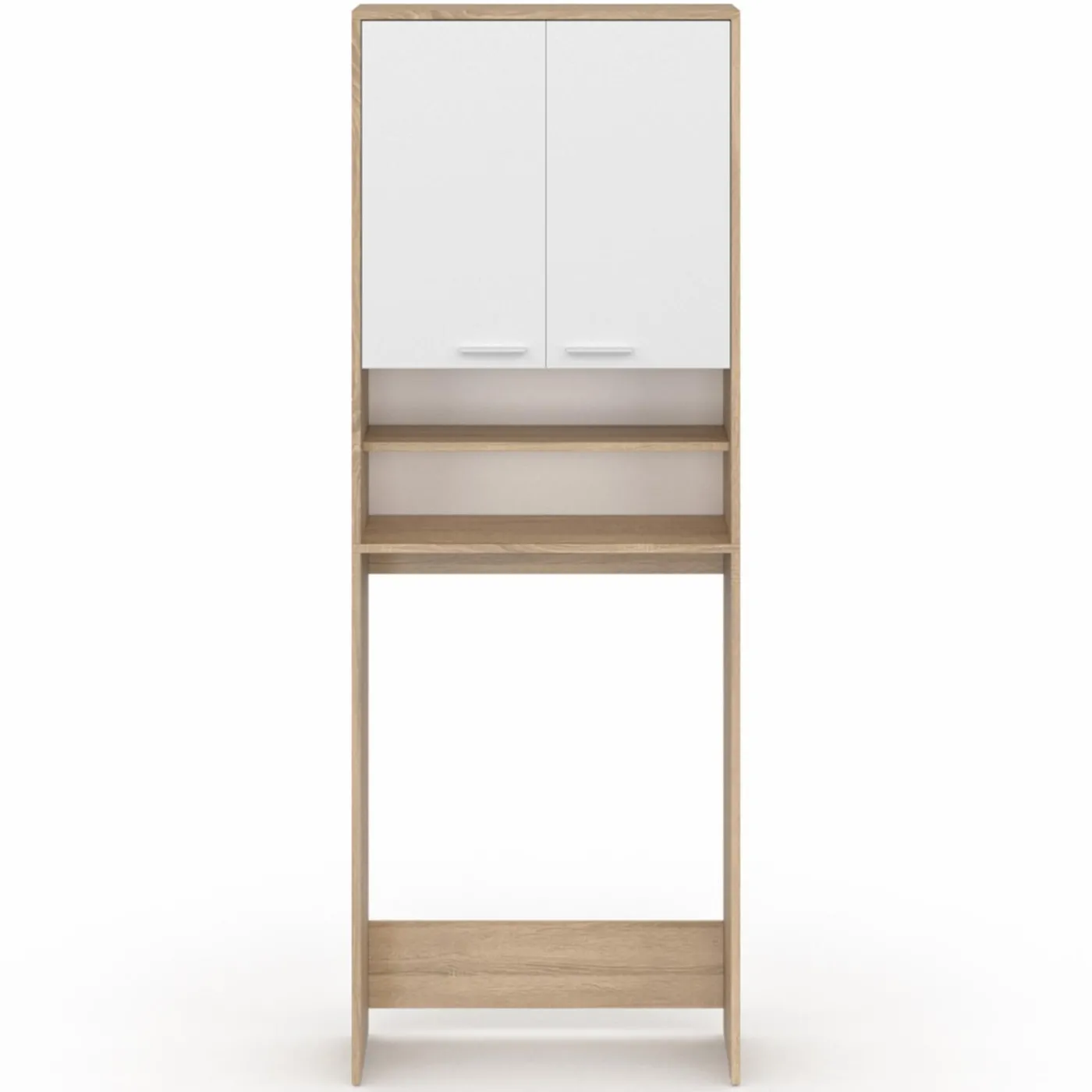 Meuble dessus machine à laver blanc et hêtre
