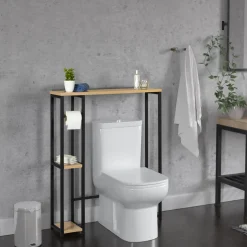 Meuble dessus WC industriel bois et métal