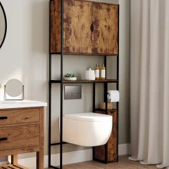 Meuble dessus WC industriel avec rangements