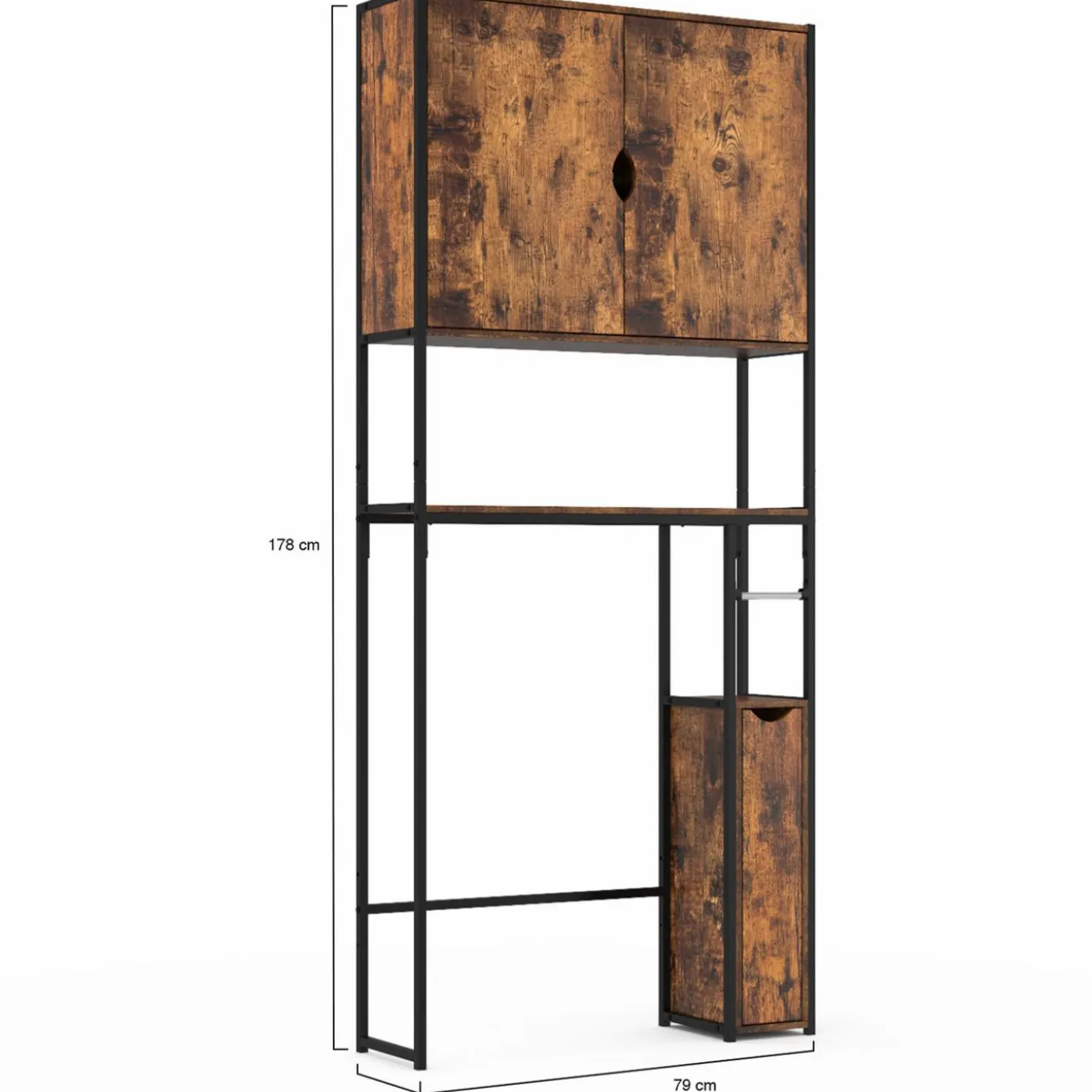 Meuble dessus WC industriel avec rangements