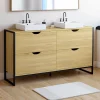 Meuble double vasque 120 cm pour salle de bain 4 tiroirs design industriel