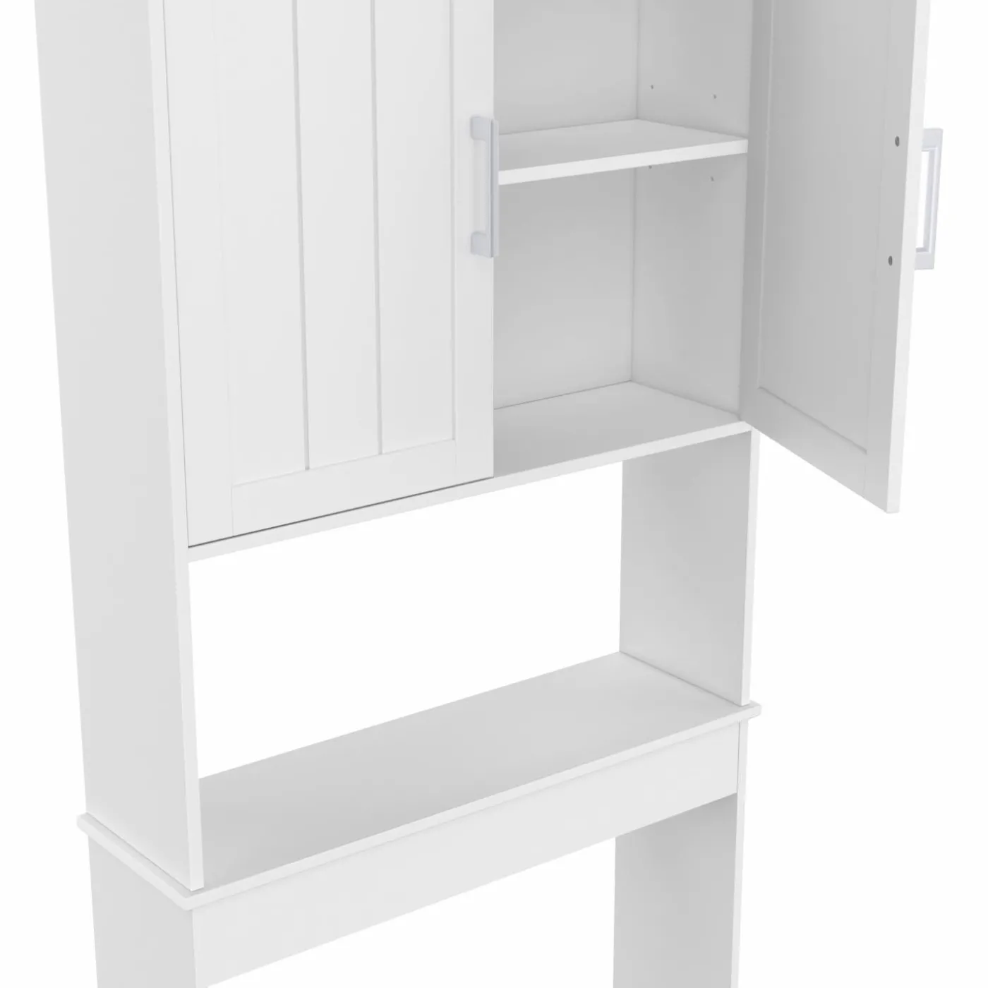 Meuble pour les toilettes avec étagère et placard double blanc