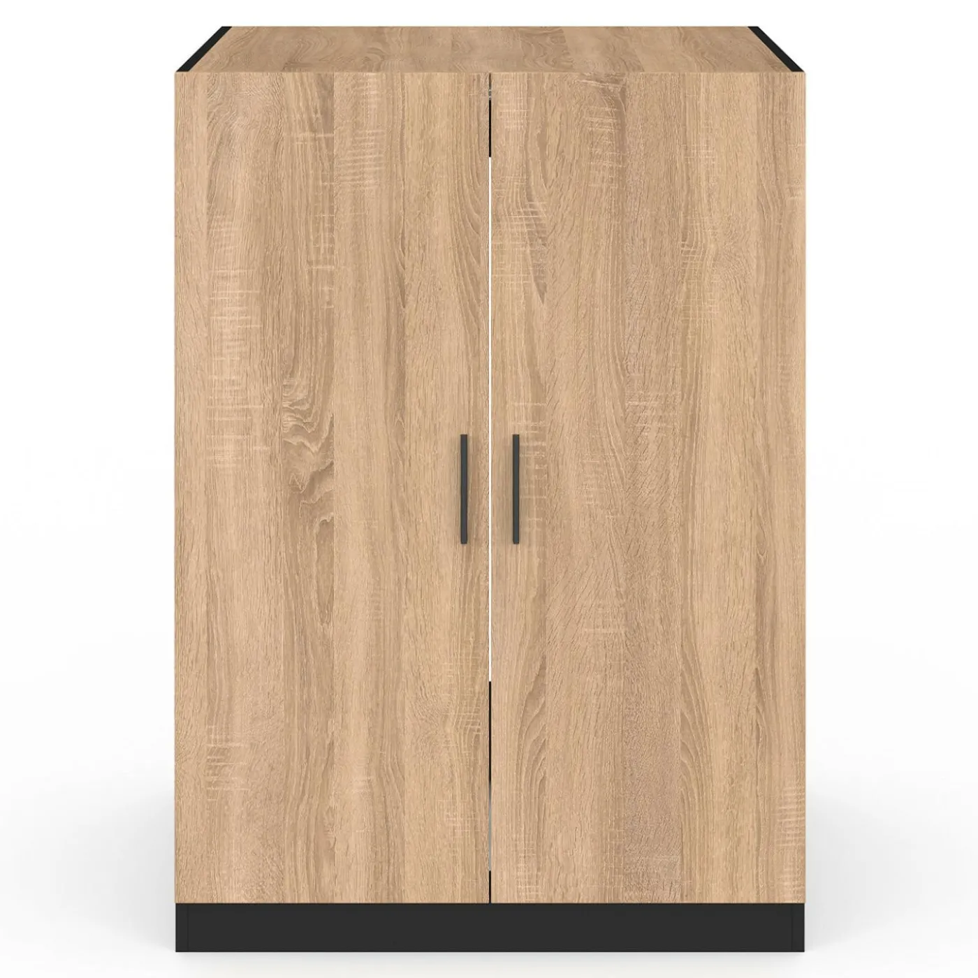 Meuble pour machine à laver avec portes noir et hêtre