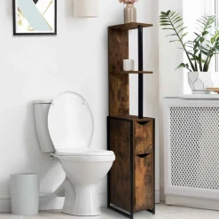 Meuble rangement WC style industriel bois effet vieilli