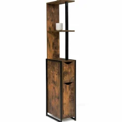 Meuble rangement WC style industriel bois effet vieilli