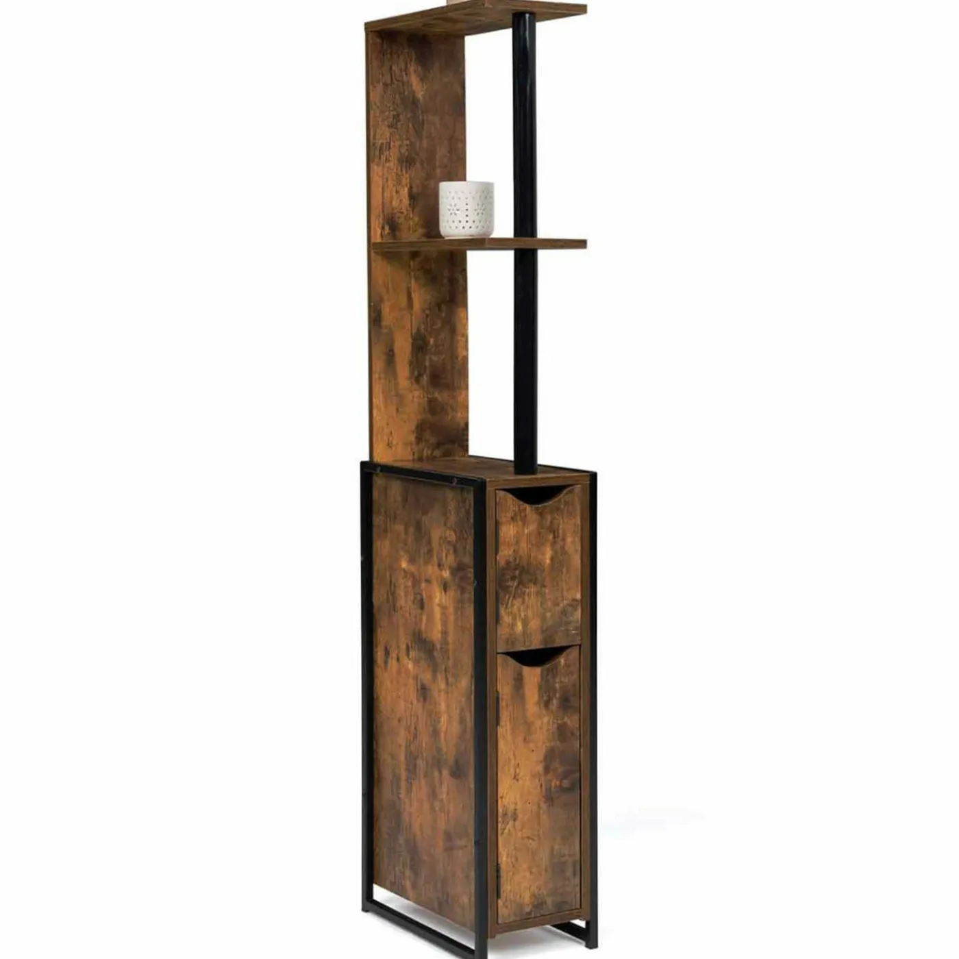 Meuble rangement WC style industriel bois effet vieilli