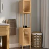 Meuble salle de bain colonne bambou 2 portes