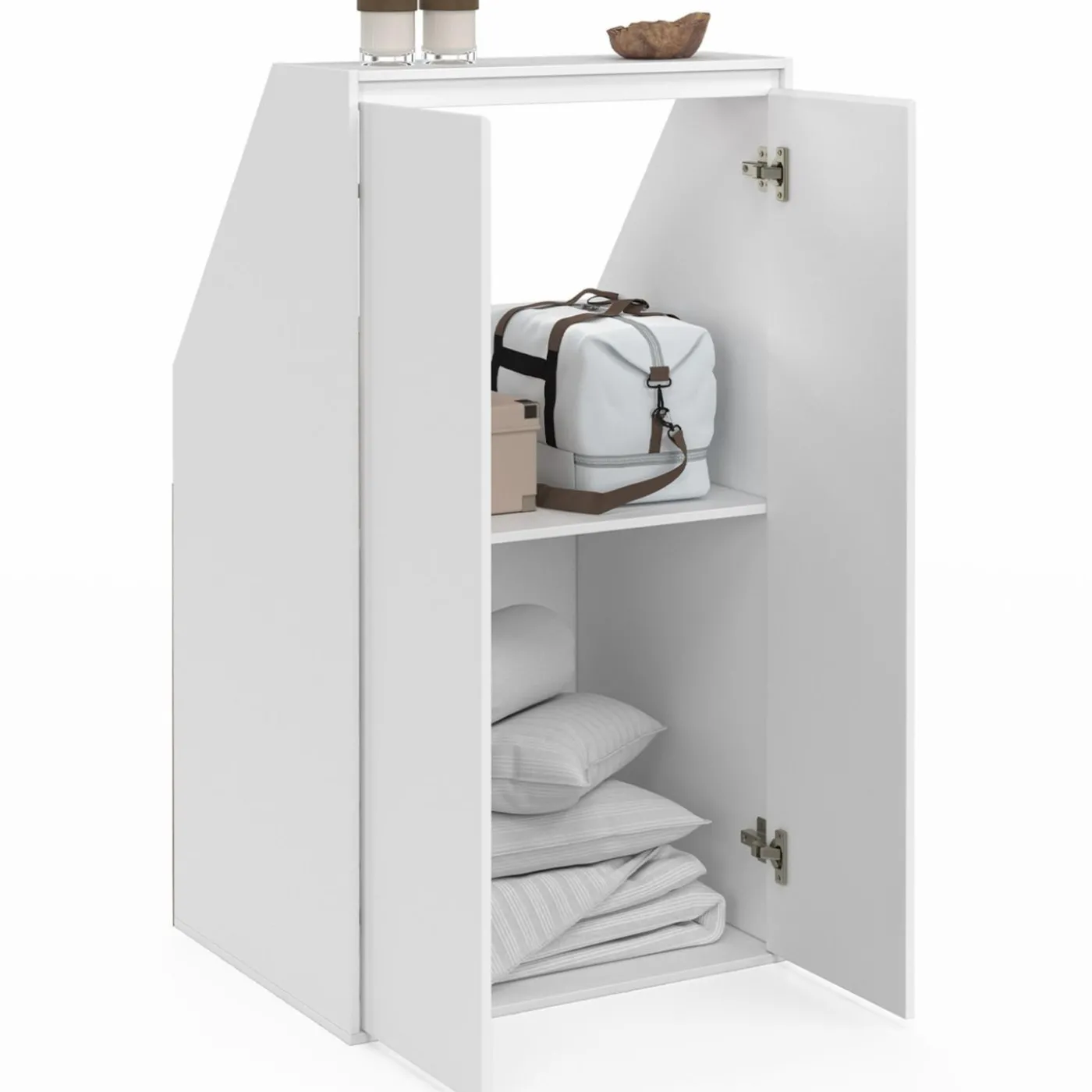 Meuble sous pente blanc avec rangement
