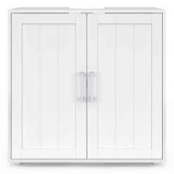Meuble sous-lavabo en bois blanc