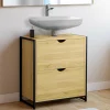 Meuble sous-lavabo salle de bain bois et métal 2 tiroirs