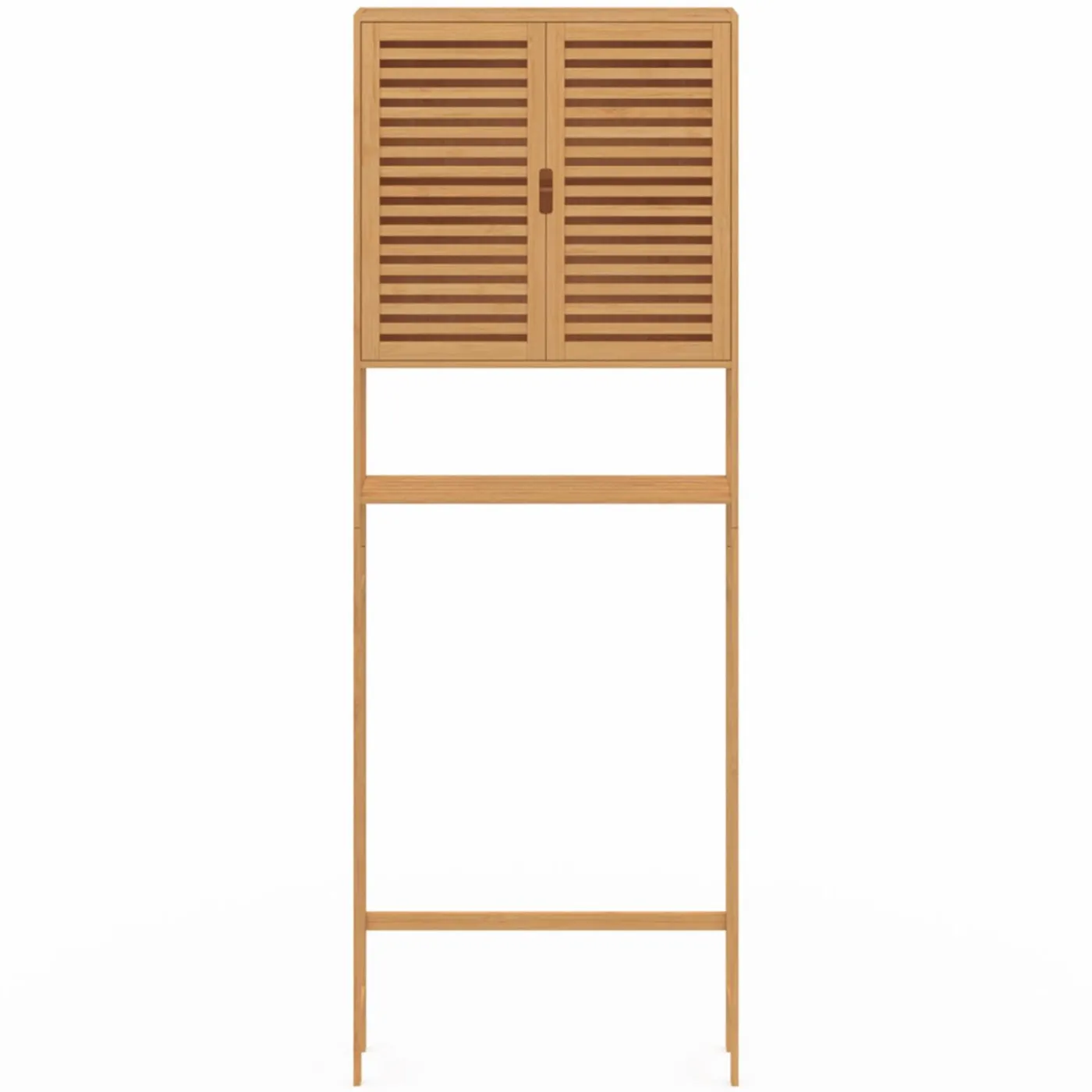 Meuble étagère dessus WC en bambou avec placard
