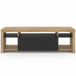 Meuble télé 140 cm bois et placard noir