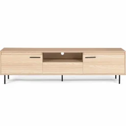 Meuble télé contemporain bois et métal 180 cm avec rangements