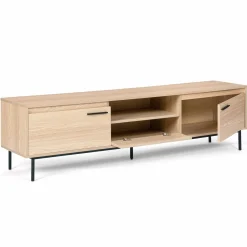 Meuble télé contemporain bois et métal 180 cm avec rangements