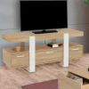 Meuble télé design blanc et bois avec tiroirs