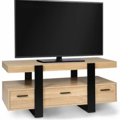 Meuble télé design noir et bois avec rangement
