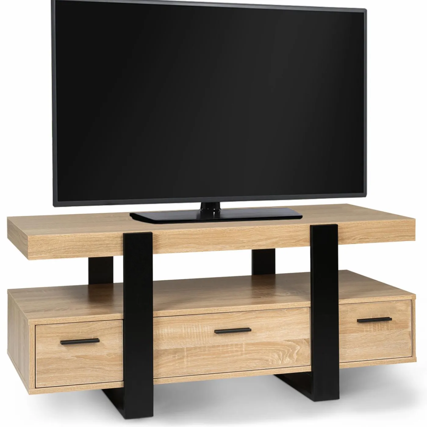 Meuble télé design noir et bois avec rangement