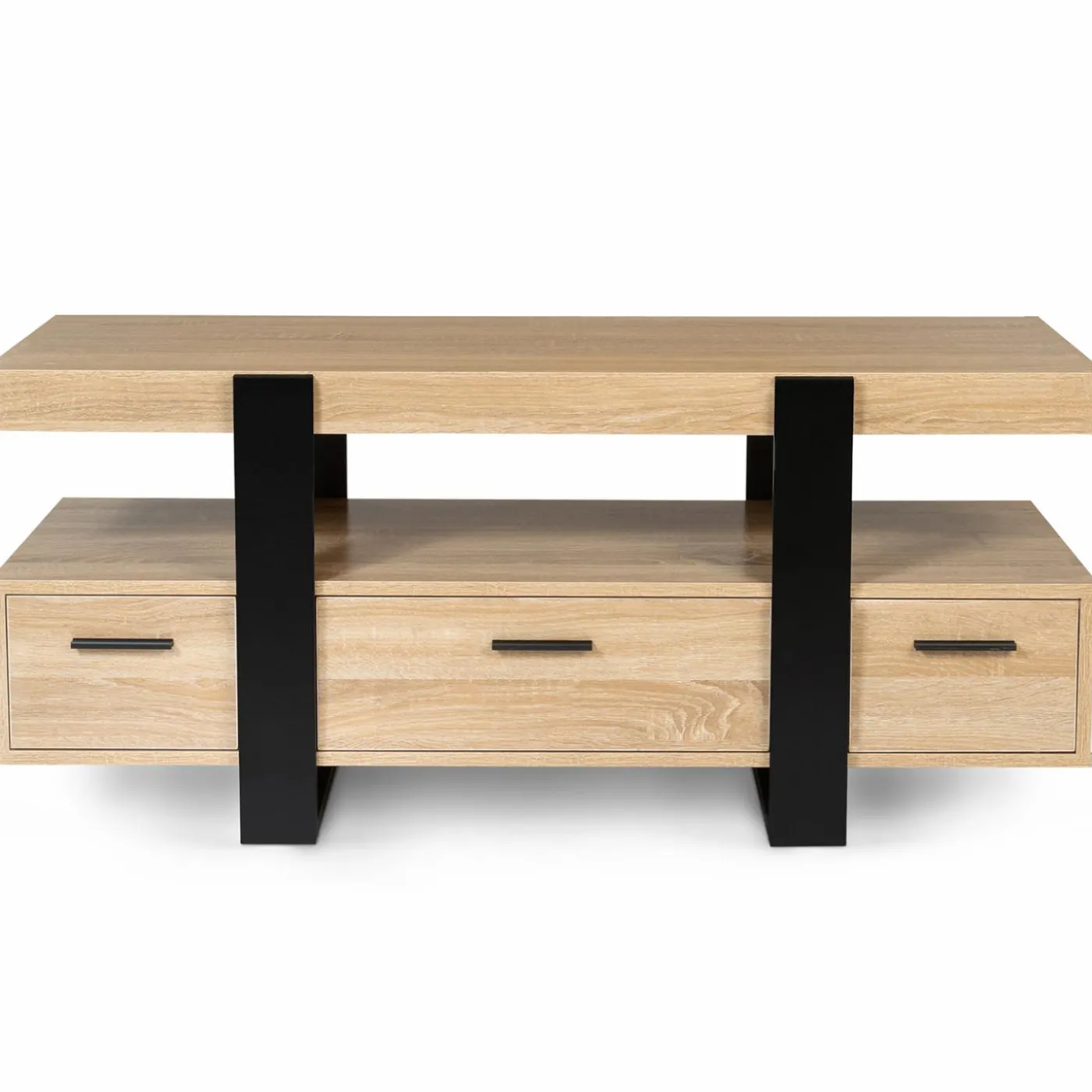 Meuble télé design noir et bois avec rangement