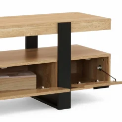 Meuble télé noir et bois 140 cm avec 3 tiroirs