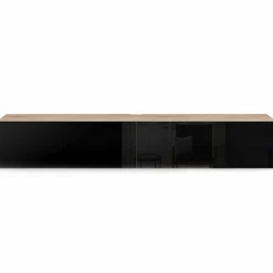 Meuble télé suspendu noir et bois 180 cm