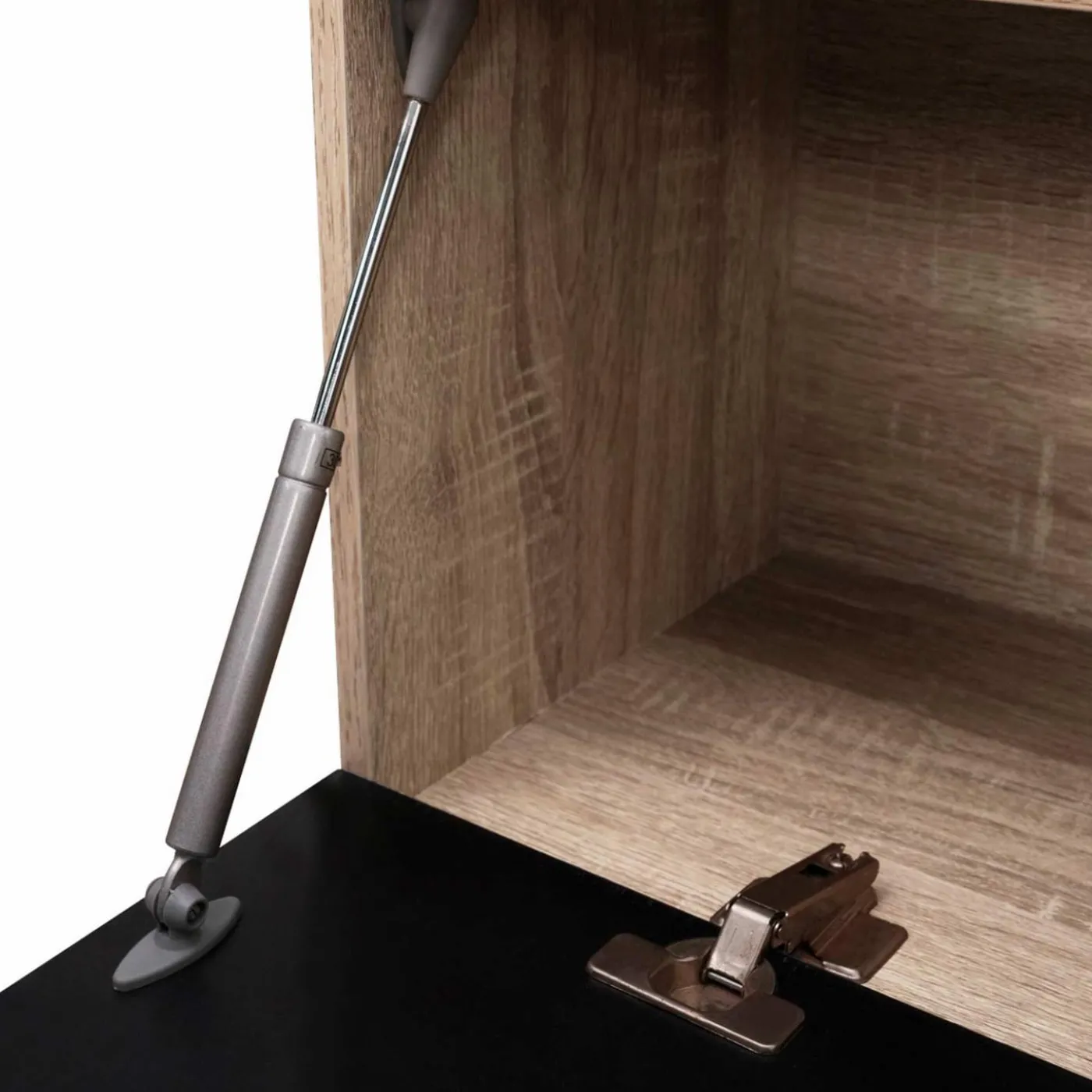 Meuble télé suspendu noir et bois 180 cm