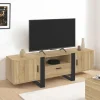 Meuble TV 160 cm bois et noir 3 portes