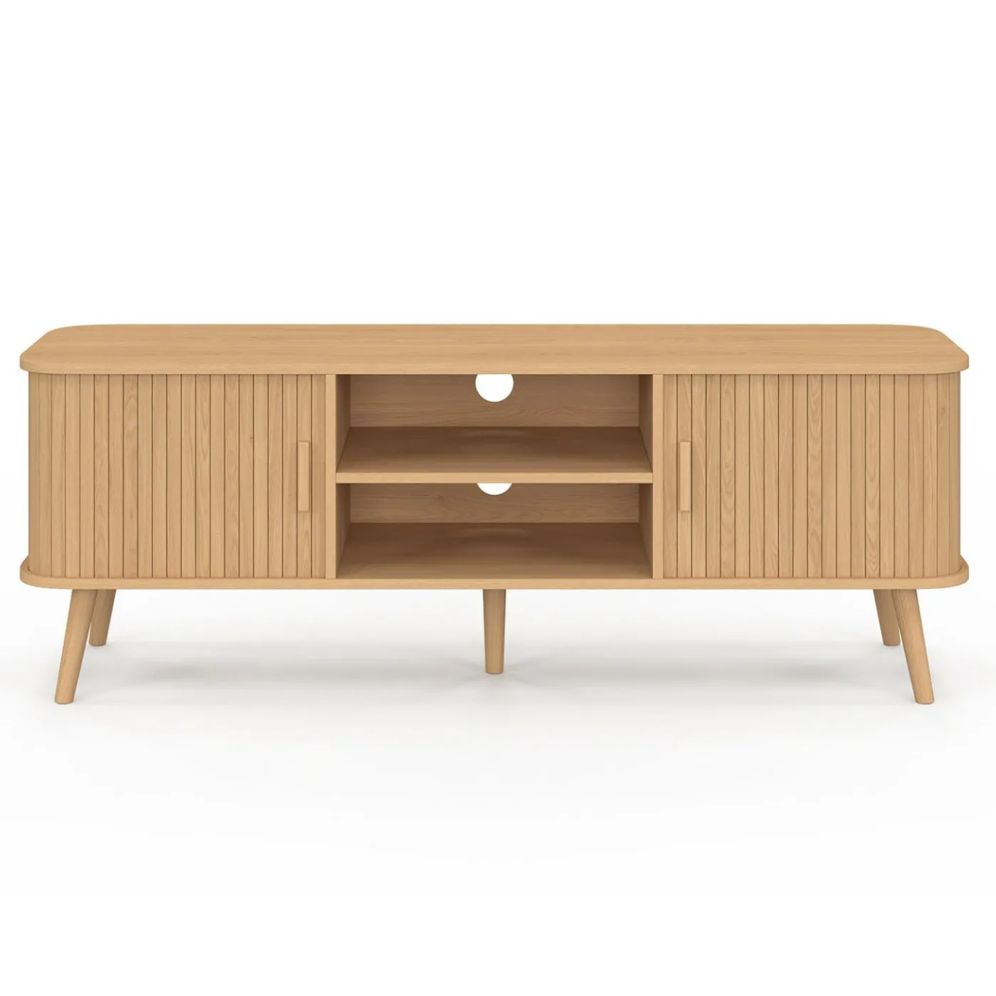 Meuble TV avec portes coulissantes lattes