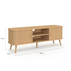Meuble TV avec portes coulissantes lattes