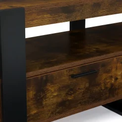 Meuble TV bois effet vieilli et noir avec tiroirs