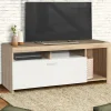 Meuble TV bois et placard blanc moderne