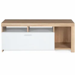 Meuble TV bois et placard blanc moderne
