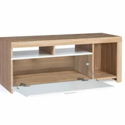 Meuble TV bois et placard blanc moderne